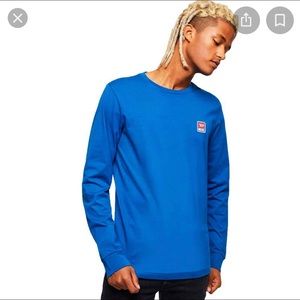 Diesel T-Diego-Div logo badge long sleeve t-shirt in blue
